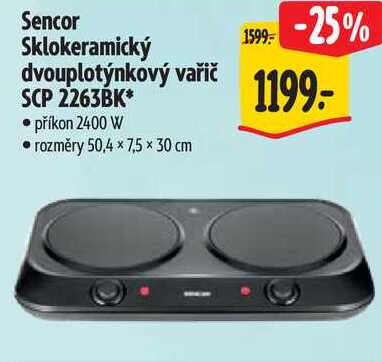 Sencor Sklokeramický dvouplotýnkový vařič SCP 2263BK* 