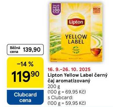Lipton Yellow Label černý čaj aromatizovaný, 200 g 