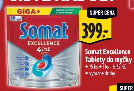 Somat Excellence Tablety do myčky, 75 ks