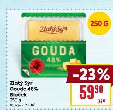 Zlatý Sýr Gouda 48% Bloček 250 g