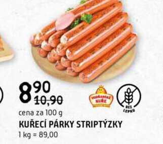KUŘECÍ PÁRKY STRIPTÝZKY 100 g