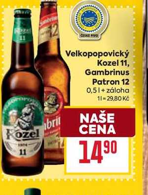 Velkopopovický Kozel 11, Gambrinus Patron 12 0,5l