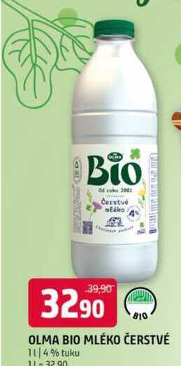 OLMA BIO MLÉKO ČERSTVÉ 1 l