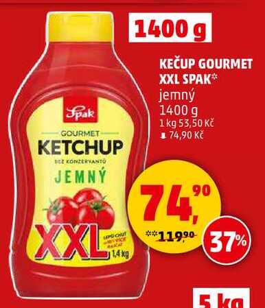 KEČUP GOURMET XXL SPAK jemný, 1400 g