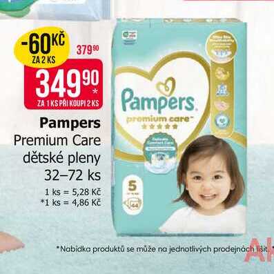 Pampers Premium Care dětské pleny 32-72 ks 