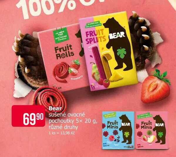 Bear sušené ovocné pochoutky 5x 20 g, různé druhy 