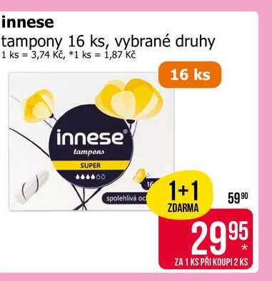 innese tampony 16 ks, vybrané druhy 