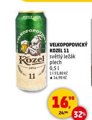 VELKOPOPOVICKÝ KOZEL 11 světlý ležák, 0,5 l 