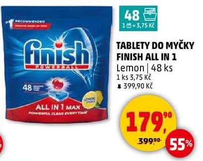 TABLETY DO MYČKY FINISH ALL IN 1 Lemon, 48 ks  