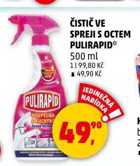 ČISTIČ VE SPREJI S OCTEM PULIRAPID, 500 ml  
