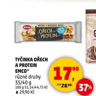 TYČINKA OŘECH A PROTEIN EMCO různé druhy, 35/40 g 