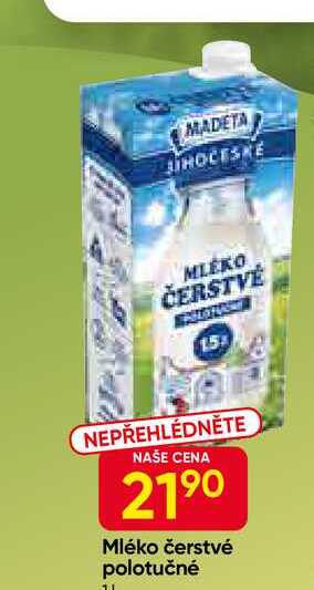 MADETA Mléko čerstvé polotučné 1l