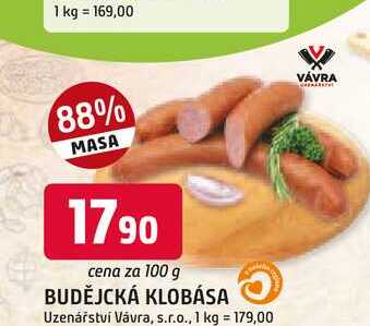 BUDĚJCKÁ KLOBÁSA 100g