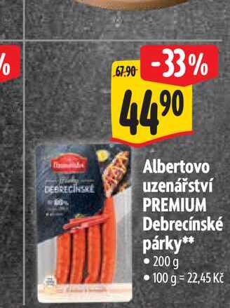  Albertovo uzenářství PREMIUM Debrecínské párky  200 g 
