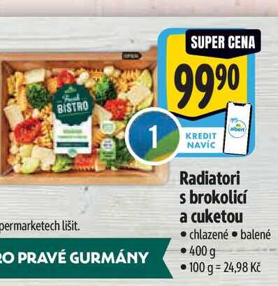   Radiatori s brokolicí a cuketou  400 g