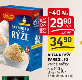 VITANA RÝŽE PARBOILED varné sáčky 4 x 100 g