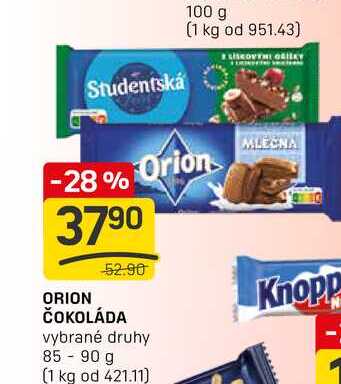 Orion čokoláda vybrané druhy 85-90 g 