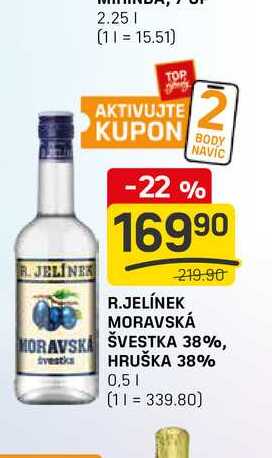 R.JELÍNEK MORAVSKÁ MORAVSKA ŠVESTKA 38%, HRUŠKA 38% 0,5l