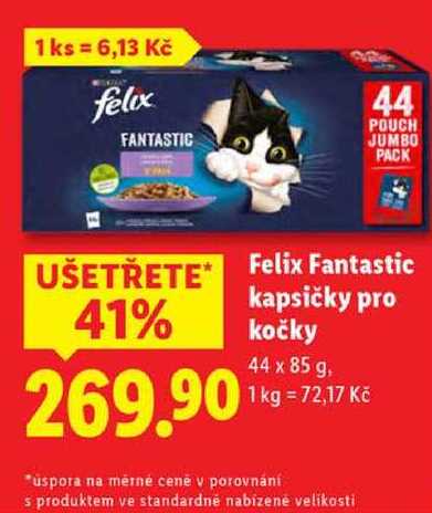 Felix Fantastic kapsičky pro kočky, 44x 85 g