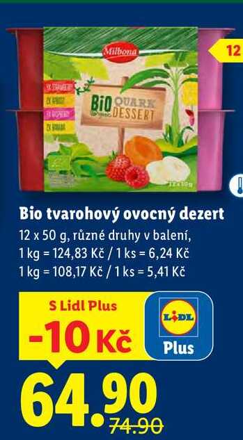 Bio tvarohový ovocný dezert, 12x 50 g
