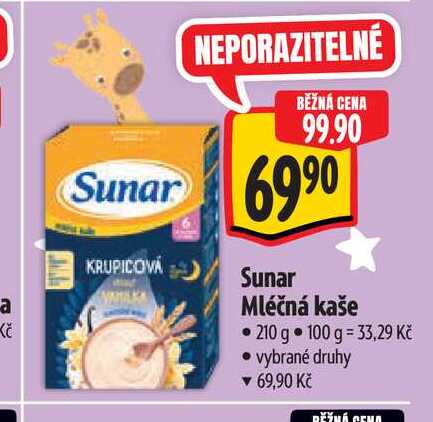   Sunar Mléčná kaše 210 g  