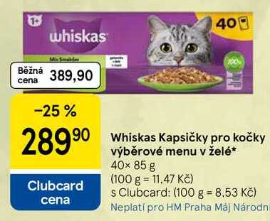 Whiskas Kapsičky pro kočky výběrové menu v želé, 40× 85 g 
