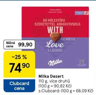 Milka Dezert, 110 g, více druhů 