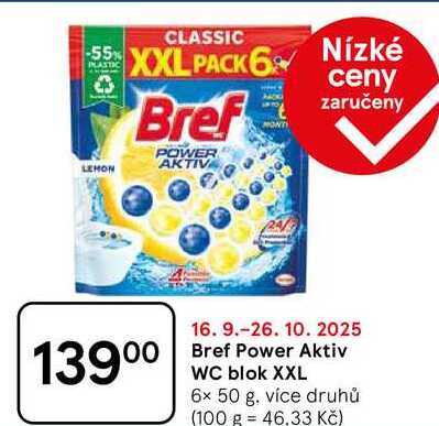 Bref Power Aktiv WC blok XXL, 6x 50 g 