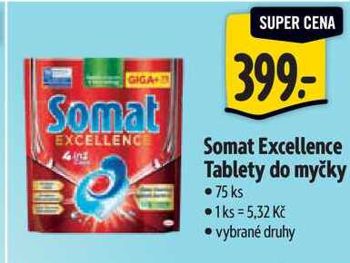 Somat Excellence Tablety do myčky, 75 ks 
