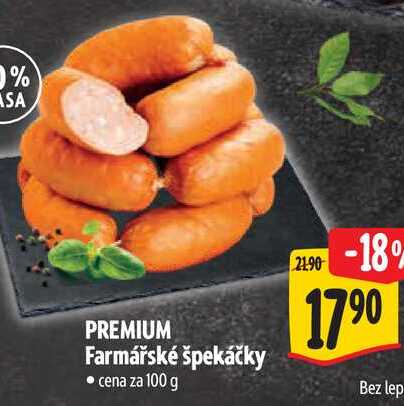 PREMIUM Farmářské špekáčky, cena za 100 g 