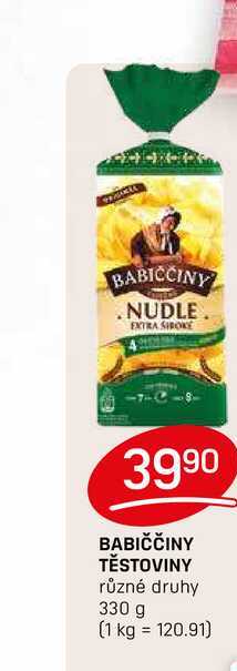 BABIČČINY TĚSTOVINY různé druhy 330 g