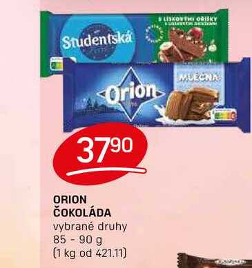 ORION ČOKOLÁDA vybrané druhy 85-90 g