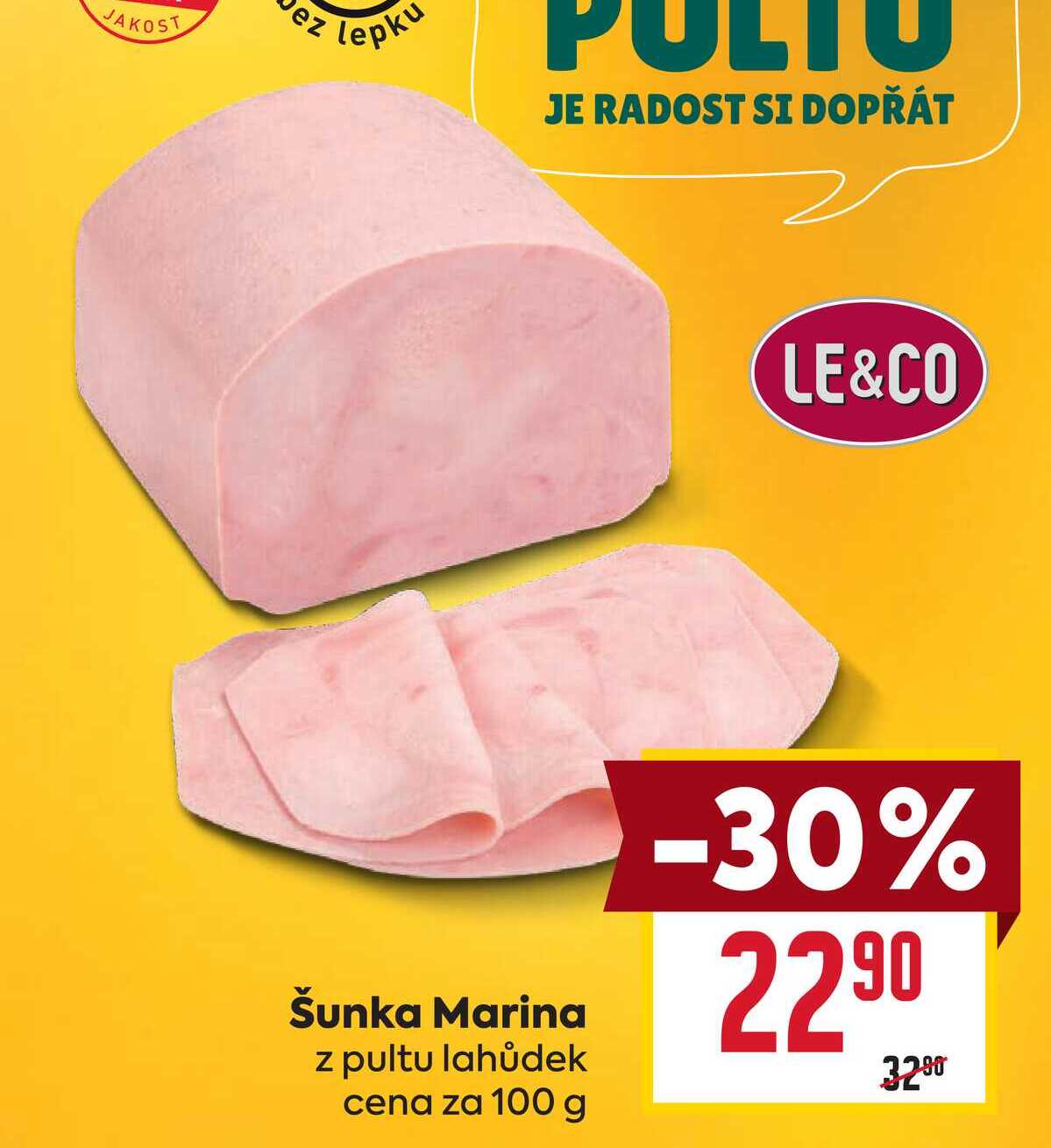 Šunka Marina z pultu lahůdek cena za 100 g 