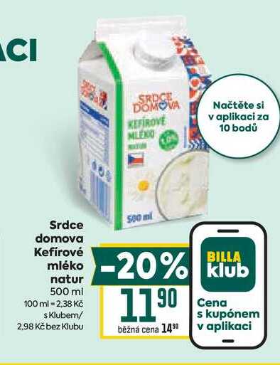 Srdce domova Kefírové mléko natur 500 ml 