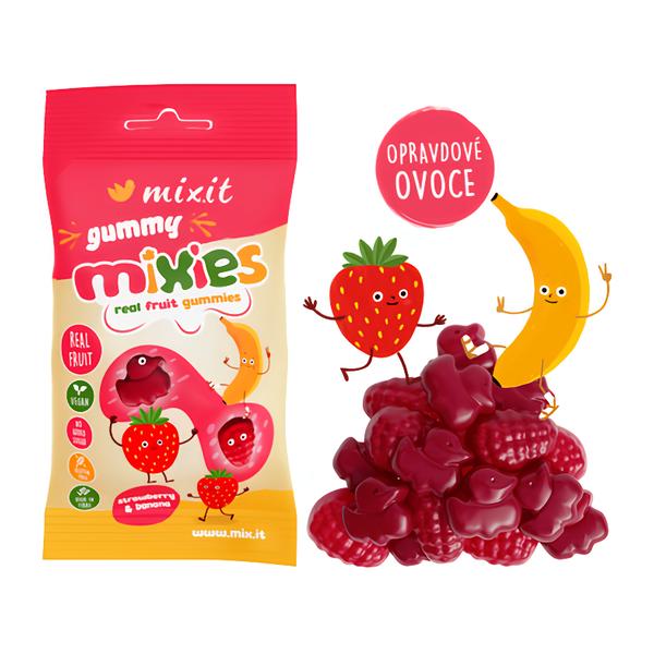 Mixit Gummy Mixies - Jahoda & banán - přírodní želé bonbóny