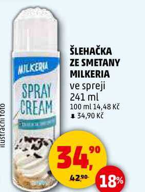 ŠLEHAČKA ZE SMETANY MILKERIA ve spreji, 241 ml