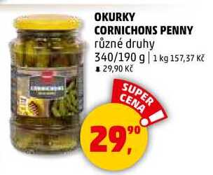 OKURKY CORNICHONS PENNY různé druhy, 340/190 g 