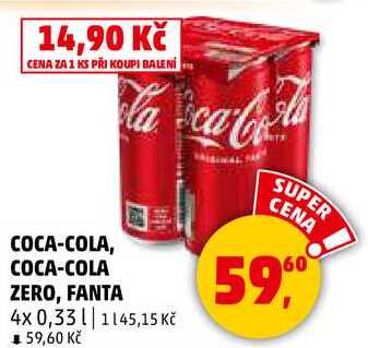 COCA-COLA, 4 x 0,33 l 