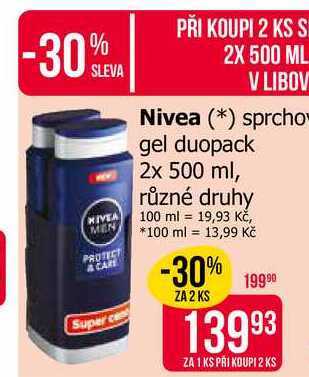 Nivea sprchový gel duopack 2x 500 ml, různé druhy 