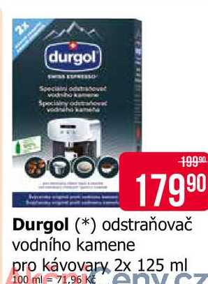 Durgol odstraňovač vodního kamene pro kávovary, 2x 125 ml
