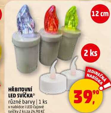 HŘBITOVNÍ LED SVÍČKA různé barvy, 1 ks