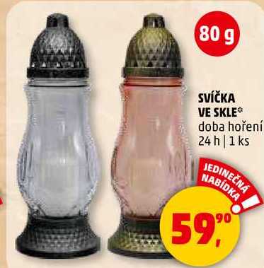 SVÍČKA VE SKLE doba hoření 24 h, 1 ks 