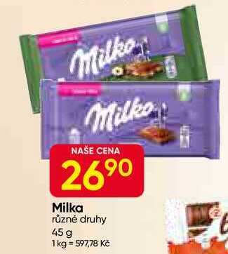 Milka různé druhy 45 g
