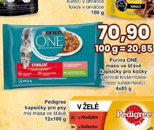 Purina ONE maso ve šťávě kapsičky pro kočky 4x85g