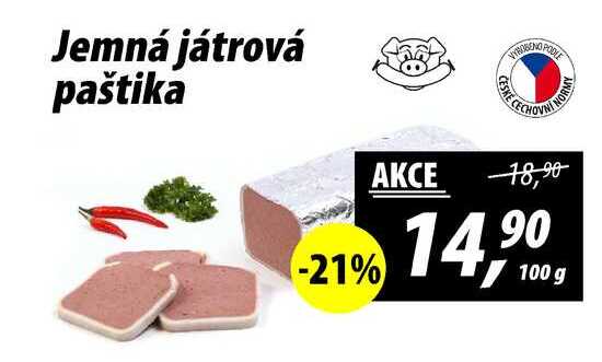 Jemná játrová paštika, 100 g