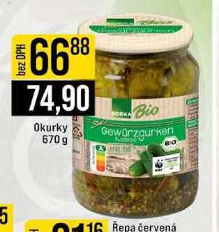 Okurky 670 g 