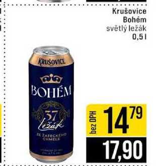Krušovice Bohém světlý ležák plech 0,5 l