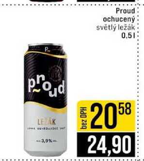 Proud ochucený světlý ležák plech 0,5 l