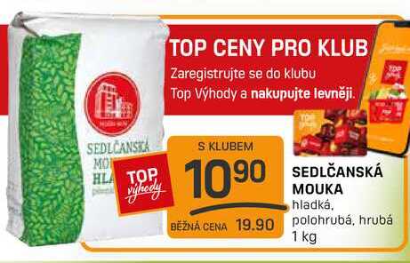 SEDLČANSKÁ MOUKA hladká, polohrubá, hrubá 1 kg 