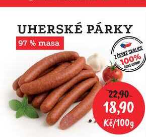UHERSKÉ PÁRKY 97% masa 100g 